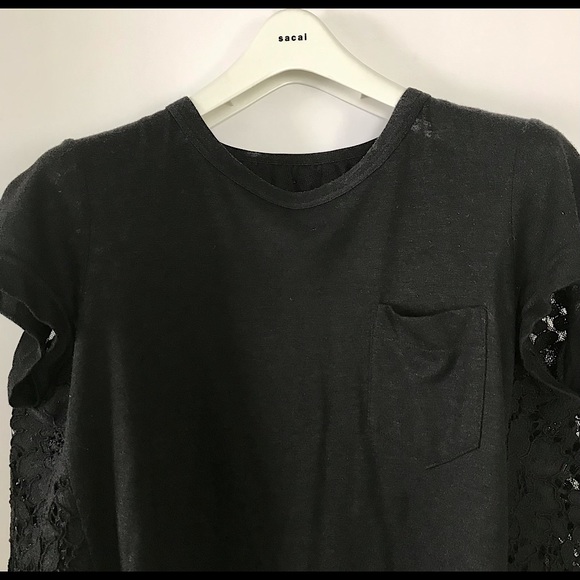 Sacai Mixed Media Lace and Tulle T-Shirt - Picture 4 of 7